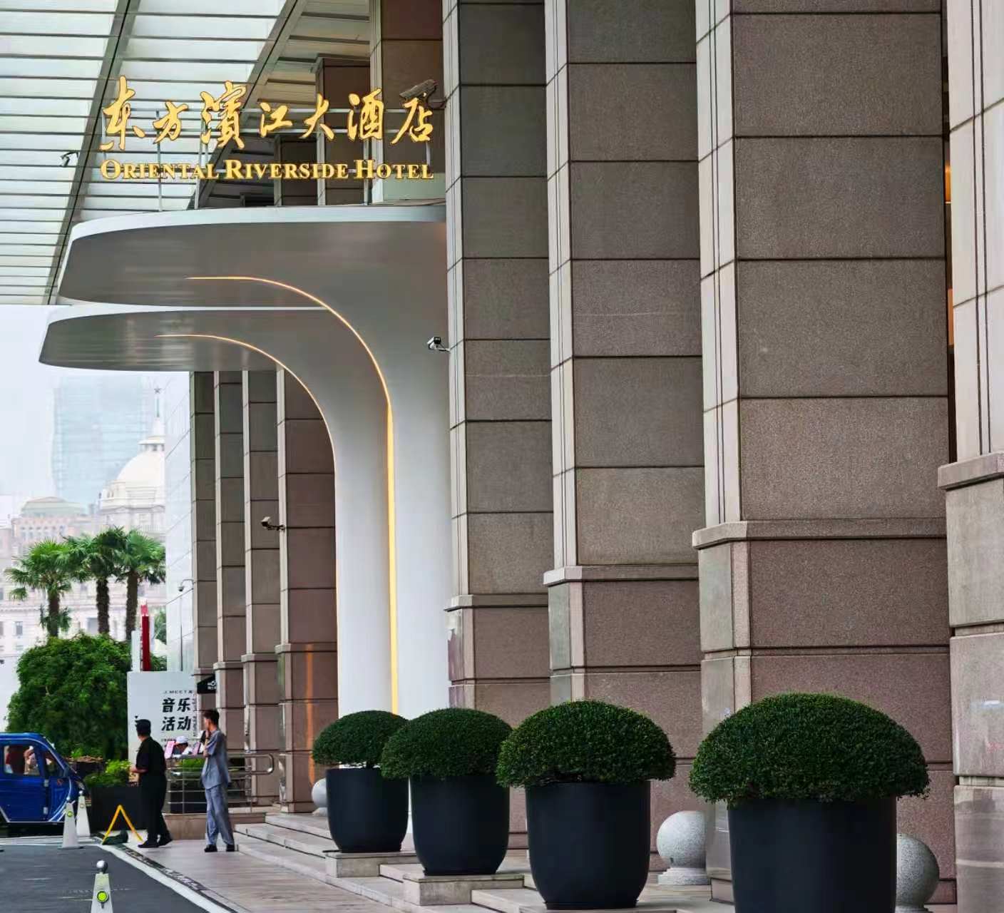 先令球用于高端酒店入口的盆栽景观